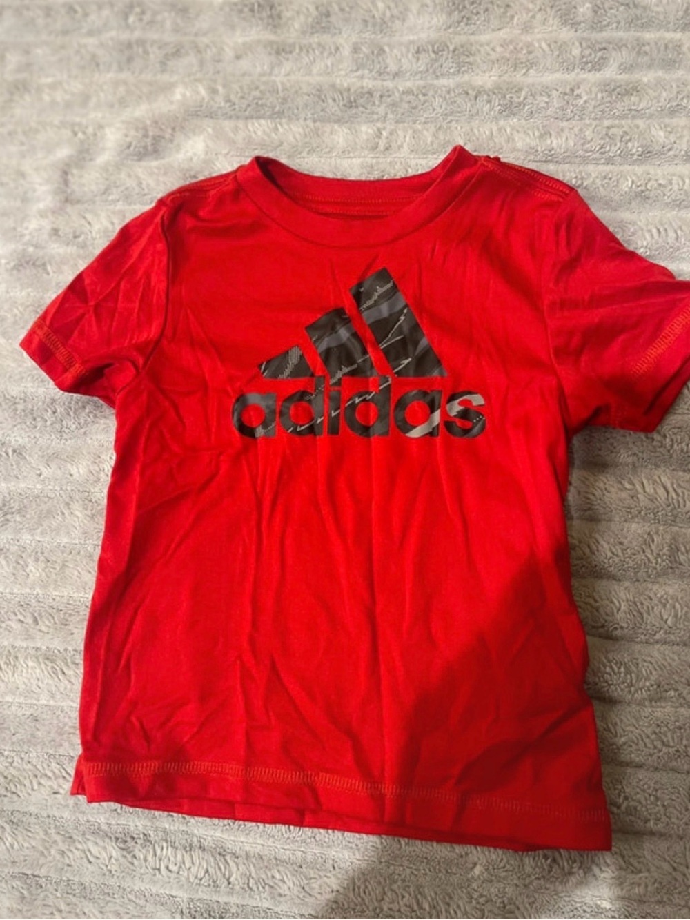 adidas Red Short-Sleeve Tee with Black Logo